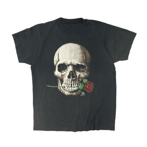Vintage 80s Motorcycle Skull Rose Graphic T-Shirt Size XL